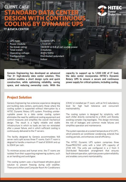 International recognition of Genesis Engineering’s data center expertise by HITEC Power Protection.